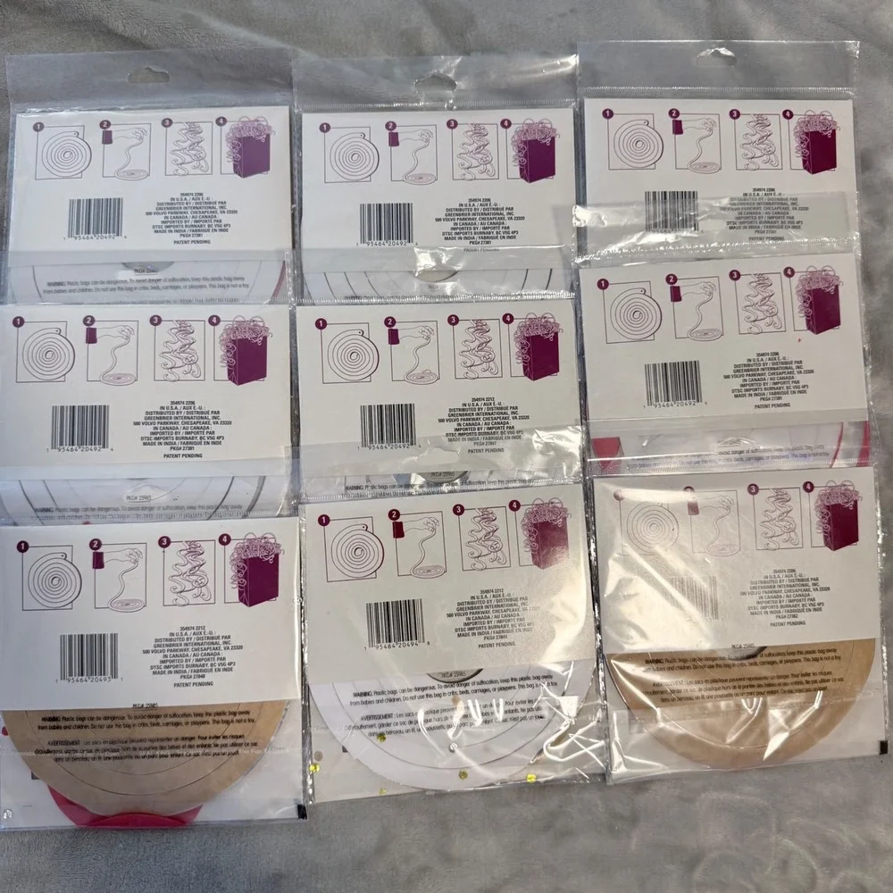 Voila Spiral Gift Bag Filler Lot of 9 New Sealed Assorted Colors 40 Inch